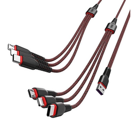USB კაბელი REMAX SHARE SERIES 6 IN 1 CHARGING CABLE RC-153 BLACK-REDiMart.ge