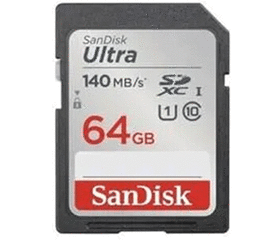 მეხსიერების ბარათი (ჩიპი) SANDISK 64 GB ULTRA SD/HC UHS-I CARD 140MB/S CLASS 10 SDSDUNB-064G-GN6INiMart.ge