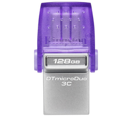USB მეხსიერების ბარათი KINGSTON USB FLASH DRIVE 128GB DATA TRAVELER MICRODUO 3C 200MB/s DUAL USB-A + USB-C (DTDUO3CG3/128GB)iMart.ge