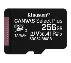 ფლეშ მეხსიერების ბარათი KINGSTON 256GB MICROSDXC CANVAS SELECT PLUS 100R A1 C10 ( SDCS2/256GBSP) ( SINGLE PACK W/O ADAPTER)iMart.ge