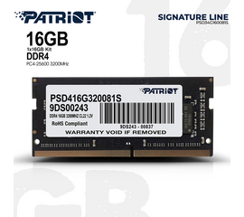 ოპერატიული მეხსიერება PATRIOT 16GB DDR4 3200MHZ SODIMMiMart.ge
