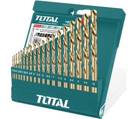 ბურღის პირების ნაკრები TOTAL HSS Twist Drill Bits Set (19 ცალი)iMart.ge