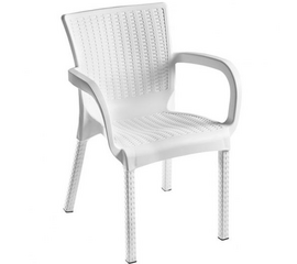 პლასტმასის სკამი COMFORT ORKIDE RATTAN WHITE (60X60X82 სმ)iMart.ge