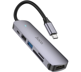 USB ჰაბი HOCO HB28 TYPE-C MULTI-FUNCTION CONVERTER(HDTV+USB3.0+USB2.0+SD+TF+PD)iMart.ge