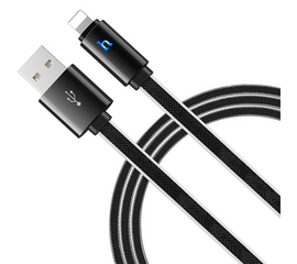 USB კაბელი HOCO UPL12 PLUS JELLY BRAIDED CHARGING DATA CABLE FOR LIGHTNING (SMART LIGHT) BLACKiMart.ge