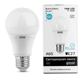 LED ნათურა GAUSS A60 EL-23220 (10W, E27, 4100K)iMart.ge