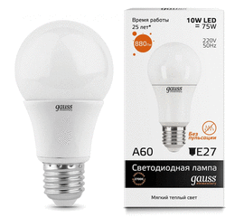 LED ნათურა GAUSS A60 EL-23210 (10W, E27, 2700K)iMart.ge