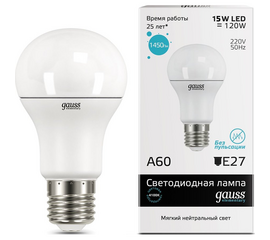 LED ნათურა GAUSS A60  EL-23225 (15W, E27, 4100K)iMart.ge
