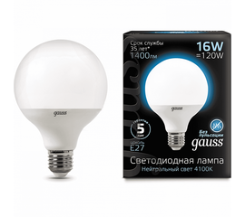 LED ნათურა GAUSS G95 1/32- 105102216 (16W, E27, 4100K)iMart.ge