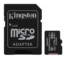 მეხსიერების ბარათი KINGSTON FLASH CARD MicSD 64GB WITH SD ADAPTER SDCS2/64iMart.ge