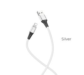 USB კაბელი  HOCO IOS  U46 TRICICLYC SILICONE CHARGINGDATA CABLE FOR LIGHTNING SILVERiMart.ge