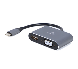 USB ადაპტერი GEMBIRD A-USB3C-HDMIVGA-01 TYPE-C TO HDMI + VGA SPACE GREY (15 CM)iMart.ge