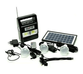 პორტატული მზის პანელი, ფარანი და 3 LED ნათურა ძლიერი ნათებით 47894 (6V, FM/MP3)iMart.ge