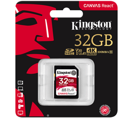 მეხსიერების ბარათი KINGSTON 32GB CANVAS REACT (SDR/32GB)iMart.ge