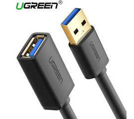 USB დამაგრძელებელი UGREEN US129 (10368) USB 3.0 A male to female flat cable Black 1M Extension CableiMart.ge