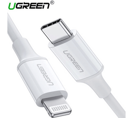 კაბელი UGREEN US171 (10493) USB-C to Lightning Cable Rubber Shell 1m (White)iMart.ge