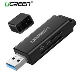 ბარათის წამკითხველი + მეხსიერების ბარათი UGREEN CM104 (40752) USB 3.0 to TF + SD Dual Card Reader (Black)iMart.ge