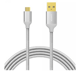 USB კაბელი ANKER MICROUSB NYLON CABLE 6ft SILVER A7116041iMart.ge