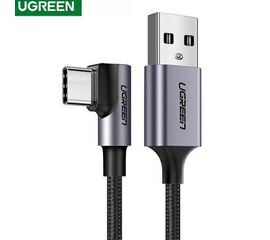 USB კაბელი UGREEN US284 (60782) USB2.0 A Male to USB-C Cable (90°Angle) BLACK 1.5MiMart.ge