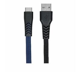 USB კაბელი CABLE 2E USB 2.0 TO TYPE  C FLAT FABRIC , BLACK/BLUE, 1MiMart.ge