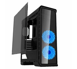 კომპიუტერის ქეისი GAMEMAX ELYSIUM BLACK,MidT,1*USB3.0,2*USB2.0,2*120 BLUE, ACRYLIC (SIDE PANEL), WITHOUT PSU, BLACKiMart.ge