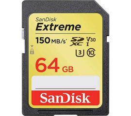 მეხსიერების ბარათი  SANDISK FLASH CARD/EXTREME  SDXC CARD 64GB 150MB/s V30 UHS-I U3 (SDSDXV6-064G-GNCIN)iMart.ge