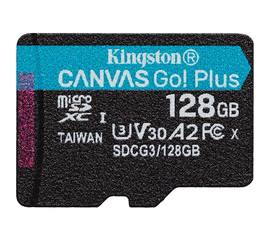 მეხსიერების ბარათი KINGSTON 128GB MICRO SDXC C10 UHS-I U3 A2 R170/W90MB/S CANVAS GO PLUiMart.ge