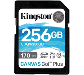 მეხსიერების ბარათი KINGSTON 256GB SDXC C10 UHS-I U3 R170/W90MB/S CANVAS GO PLUSiMart.ge