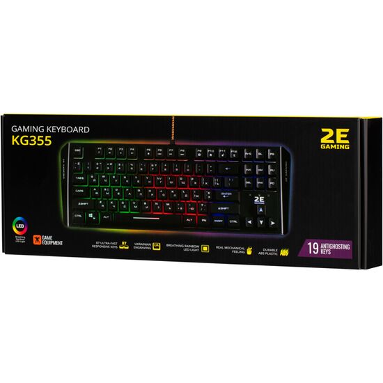 კომპიუტერის კლავიატურა თამაშისთვის 2E GAMING KEYBOARD KG355 LED 87 KEY USB BLACK UKR 2E-KG355UBKiMart.ge