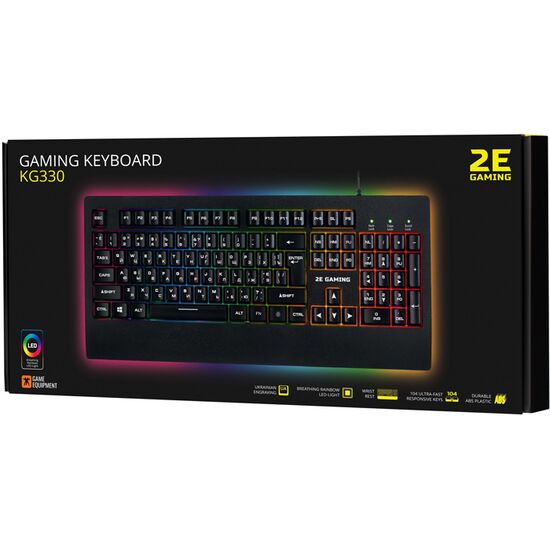 კომპიუტერის კლავიატურა თამაშისთვის 2E GAMING KEYBOARD KG330 LED USB BLACK UKRiMart.ge