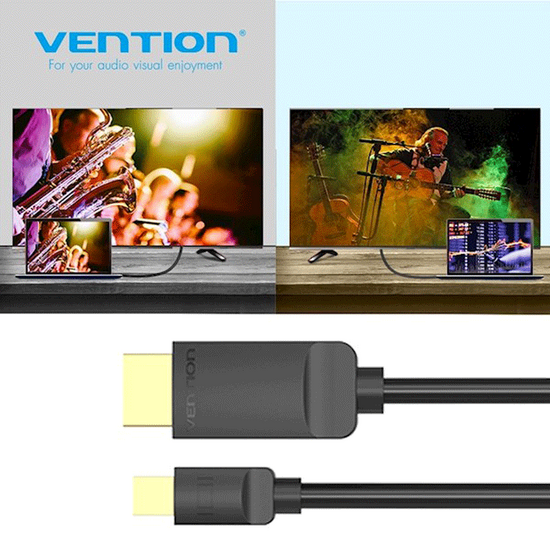 HDMI კაბელი VENTION HABBG MINI DP TO HDMI 1.5 M BLACKiMart.ge