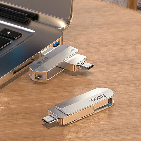 USB ფლეშ მეხსიერება HOCO WIDE UD10 USB 3.0 + TYPE C 32 GBiMart.ge