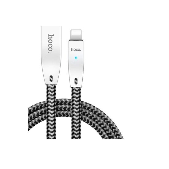 კაბელი HOCO U11 Zinc Alloy Reflective Knitted Lightning Charging Cable 1.2m - BlackiMart.ge