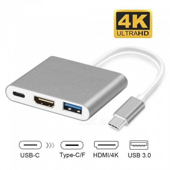 ადაპტერი type-C to HDMI USB3.0+USB 3.1 charge adapter (4k 30hz male to female )iMart.ge