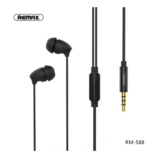 ყურსასმენი REMAX RM-588 WIRED EARPHONE BLACKiMart.ge