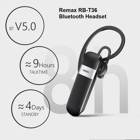 ყურსასმენი REMAX RB-T36 WIRELESS CALL HEADPHONE BLACKiMart.ge