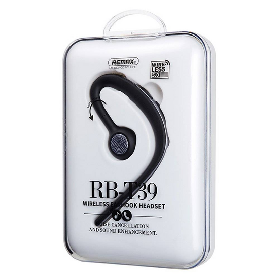 ყურსასმენი REMAX  RB-T39 WIRELESS EARHOOK HEADSET FOR NOISE REDUCED CALLS BLACKiMart.ge