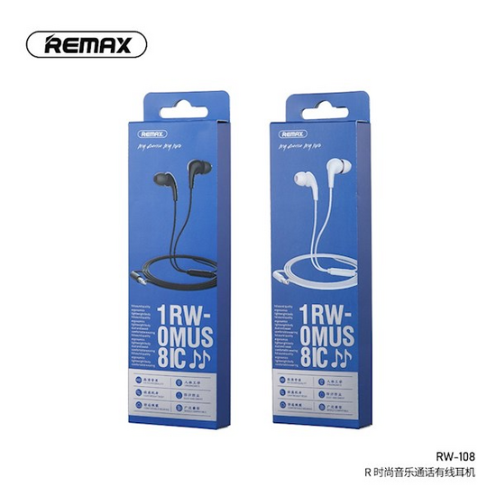 ყურსასმენი REMAX RW-108 MUSIC CALL WIRED EARPHONE TRANISHiMart.ge