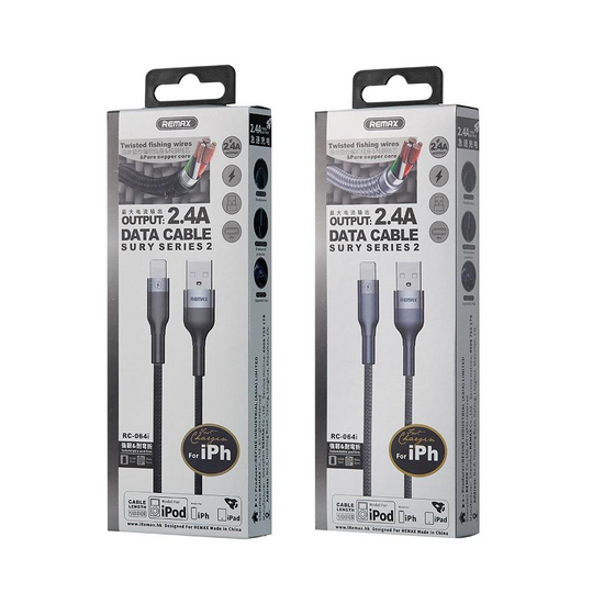 USB კაბელი REMAX RC-064i SURY2 SERIES CHARGING CABLE WHITE/SILVERiMart.ge