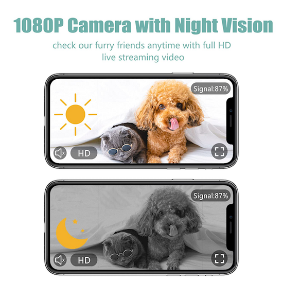 შინაური ცხოვეელების კვების აპარატი MOBIPEET AUTOMATIC PET FEEDER DU14LV VIDEO VERSION 4L HD 1080p CAMERA 2.4G WI-FI WHITEiMart.ge