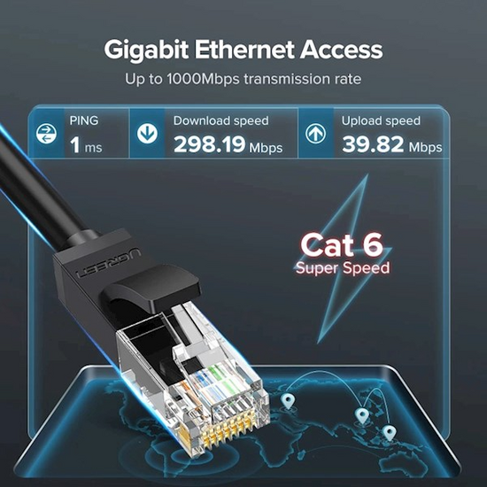 ქსელის კაბელი UGREEN NW102 (20166) CAT6 PATCH CORD UTP LAN CABLE 20M BLACKiMart.ge