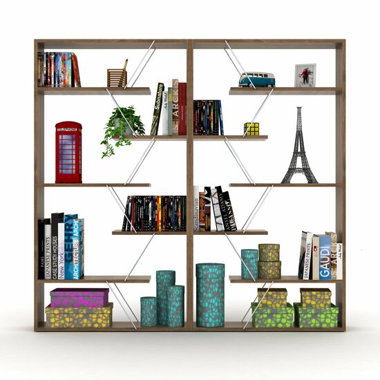 წიგნის თარო COMFORT ROOM TARS BOOKCASE (WALNUT-CHROMIUM) RF160302 (84*15*24 CM)iMart.ge