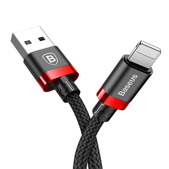 USB კაბელი BASEUS KEVLAR CABLE LIGHTNING 2.4A 1M CALKLF-B19 BLACK/REDiMart.ge