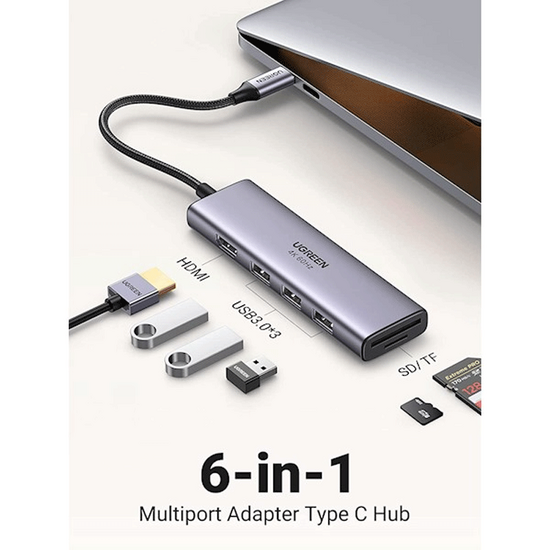 USB-C ჰაბი UGREEN CM511 (60383) 6 IN 1iMart.ge