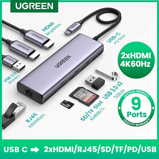 USB-C ჰაბი UGREEN CM490 (90119) 9-IN-1iMart.ge