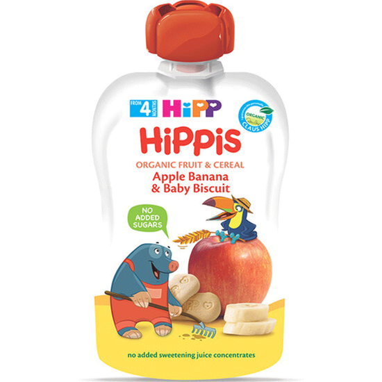 HIPP-ის ხილფაფა ვაშლი, ბანანი, საბავშვო ორცხობილა (4 თვიდან, 100 გრ)iMart.ge