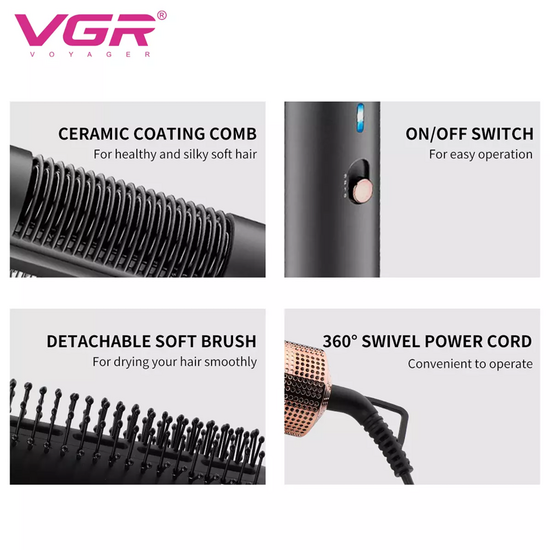 თმის ფენ-ჯაგრისი + უთო VGR V-490 (კერამიკული ფირფიტით)iMart.ge