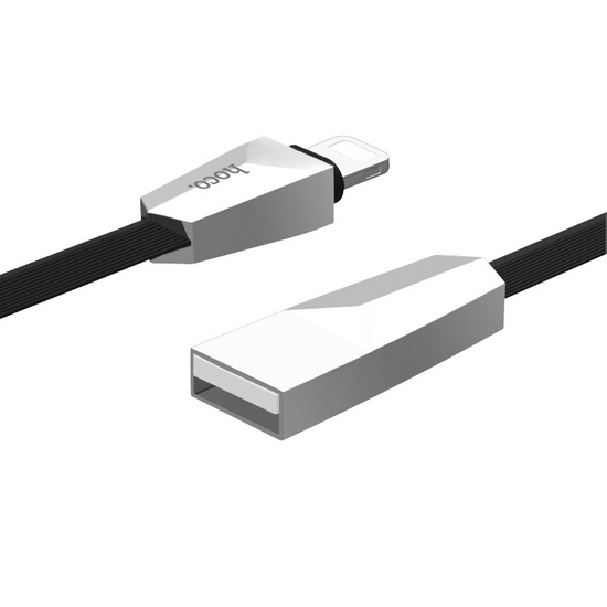 USB კაბელი HOCO X4 ZINC ALLOY RHOMBUS LIGHTNING CHARGING CABLE BLACKiMart.ge