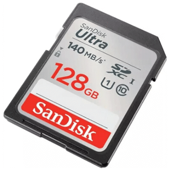 მეხსიერების ბარათი (ჩიპი) SANDISK 128 GB ULTRA SD/HC UHS-I CARD 140MB/S CLASS 10 SDSDUNB-128G-GN6INiMart.ge