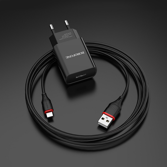 მობილურის დამტენი BOROFONE BA20A USB-LIGHTNING BLACKiMart.ge